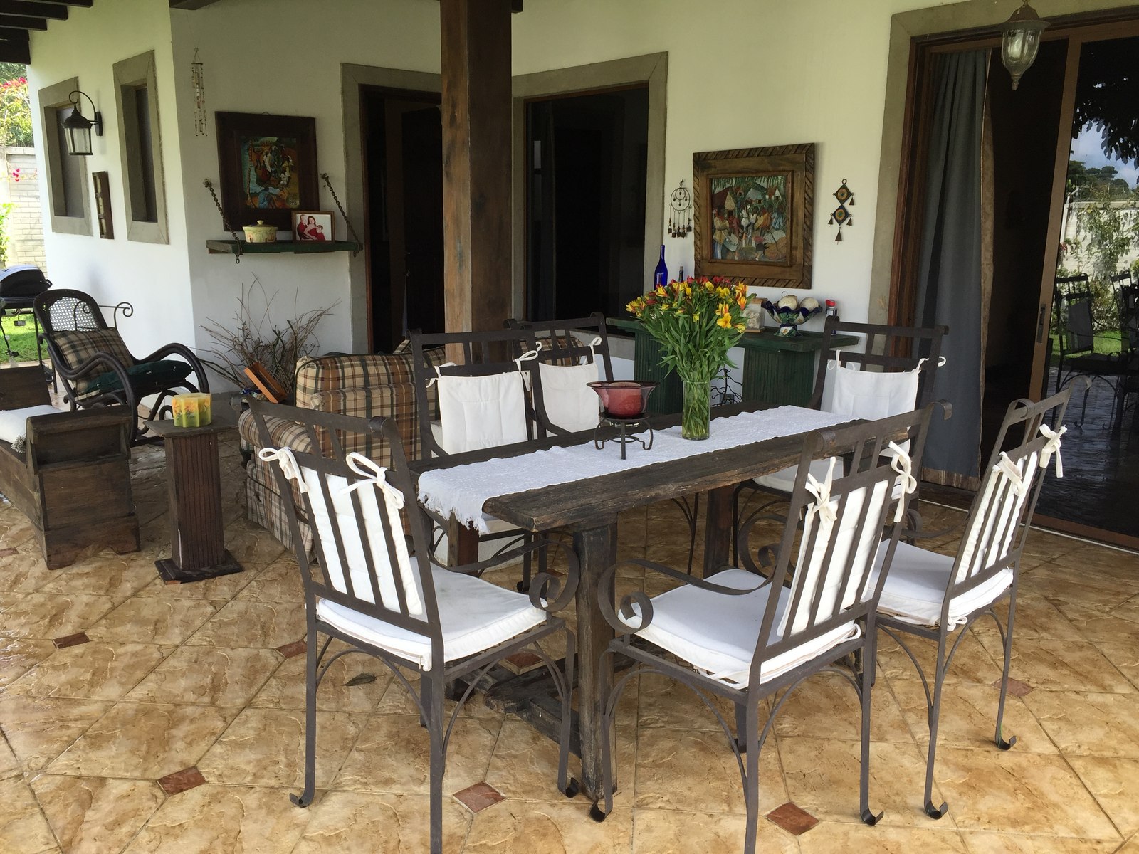 Covered porch garden
